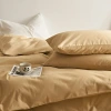 Wholesale and consignment of early spring all-cotton thickened brushed solid color Muji style four-piece set bed sheets and bed covers, pure cotton three-piece set Specification image